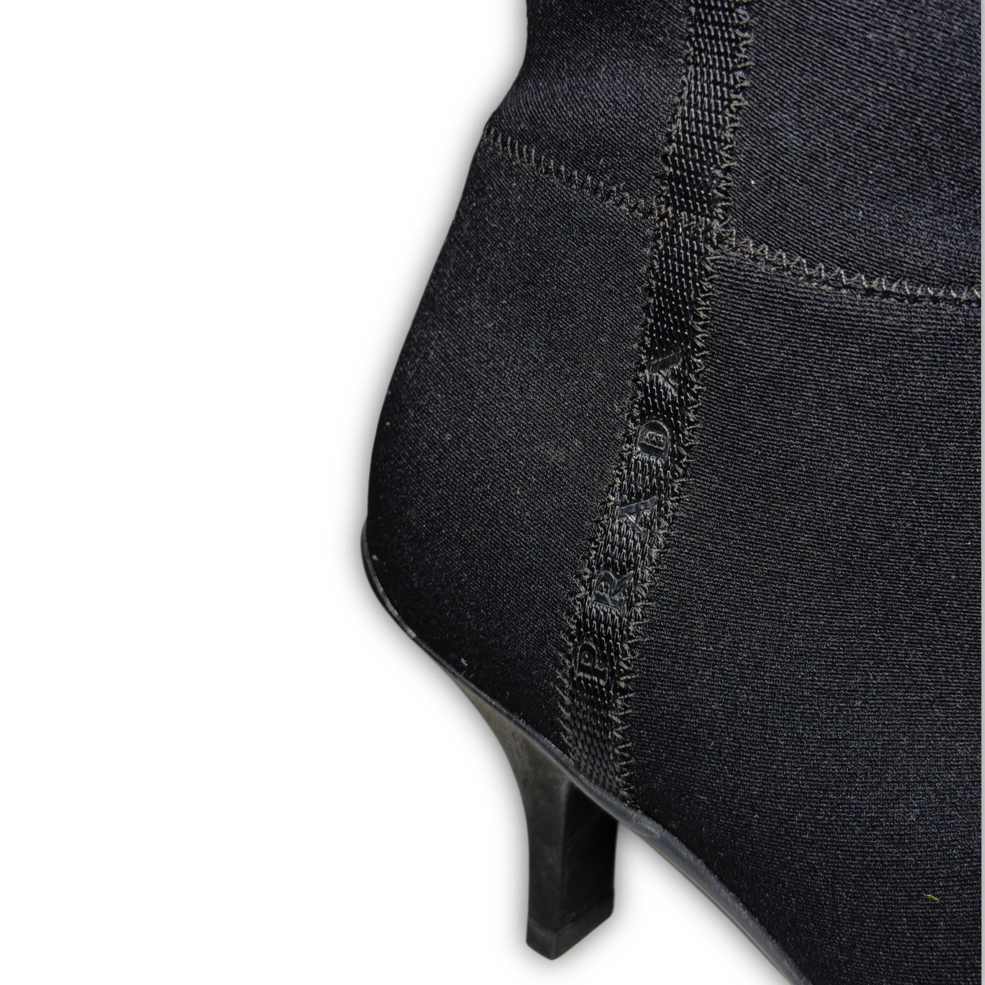 Prada FW99 Grey Wool Heeled Boots