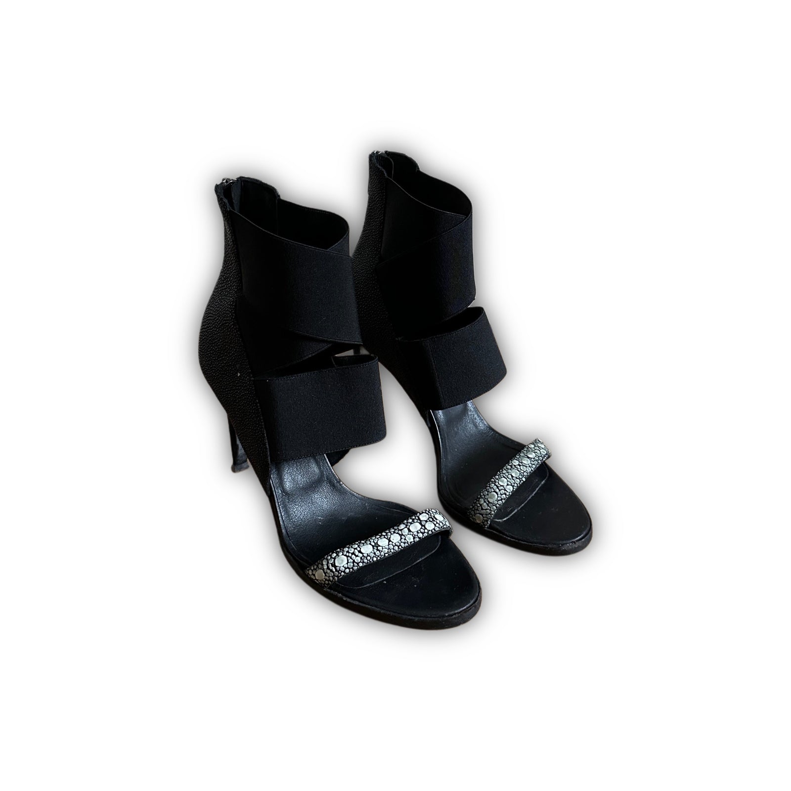 Helmut Lang FW02 Black Strapped Stingray Heels