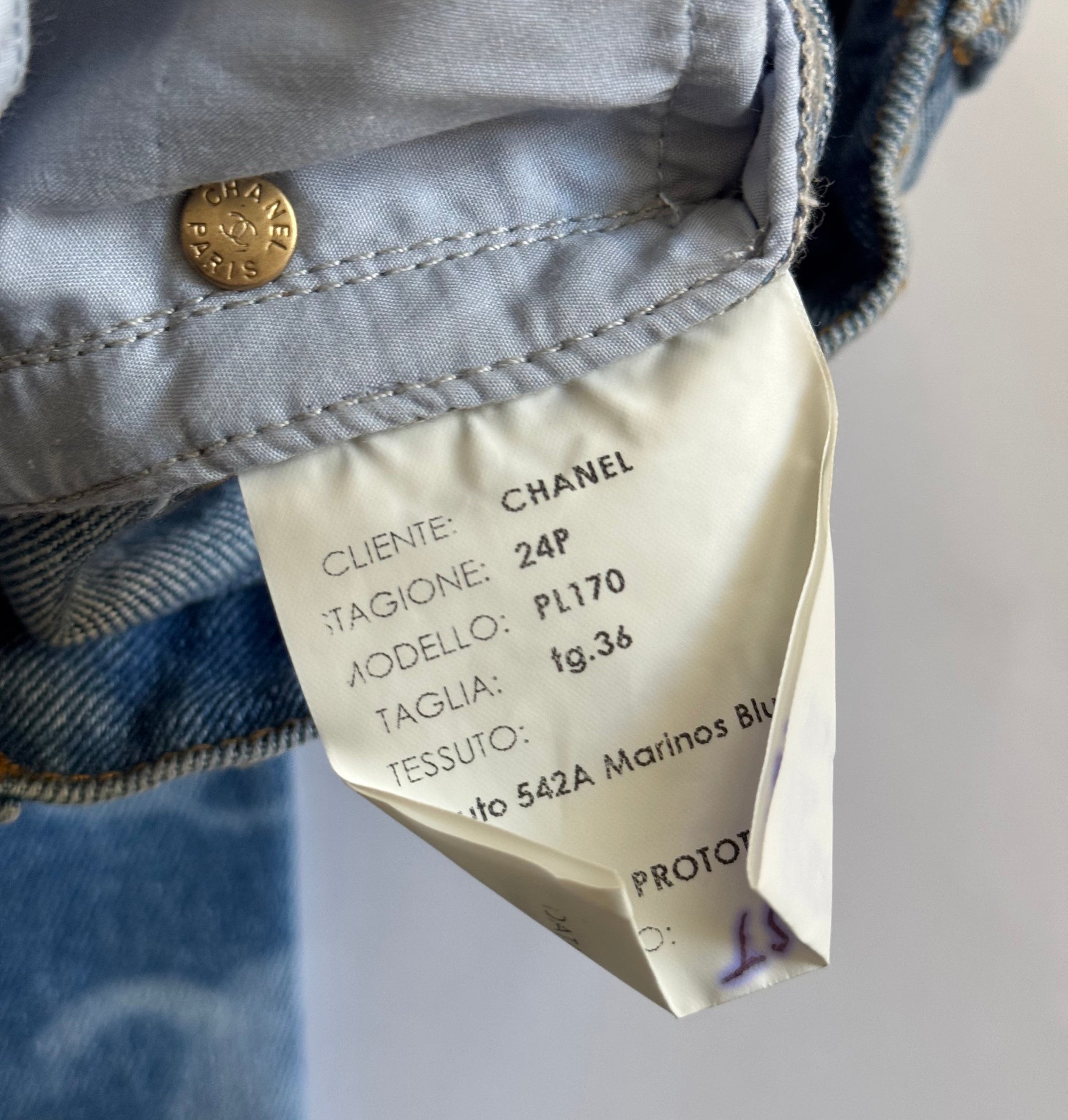 Chanel Pre SS24 Sequined Logomania Bleached Washed Wide Denim