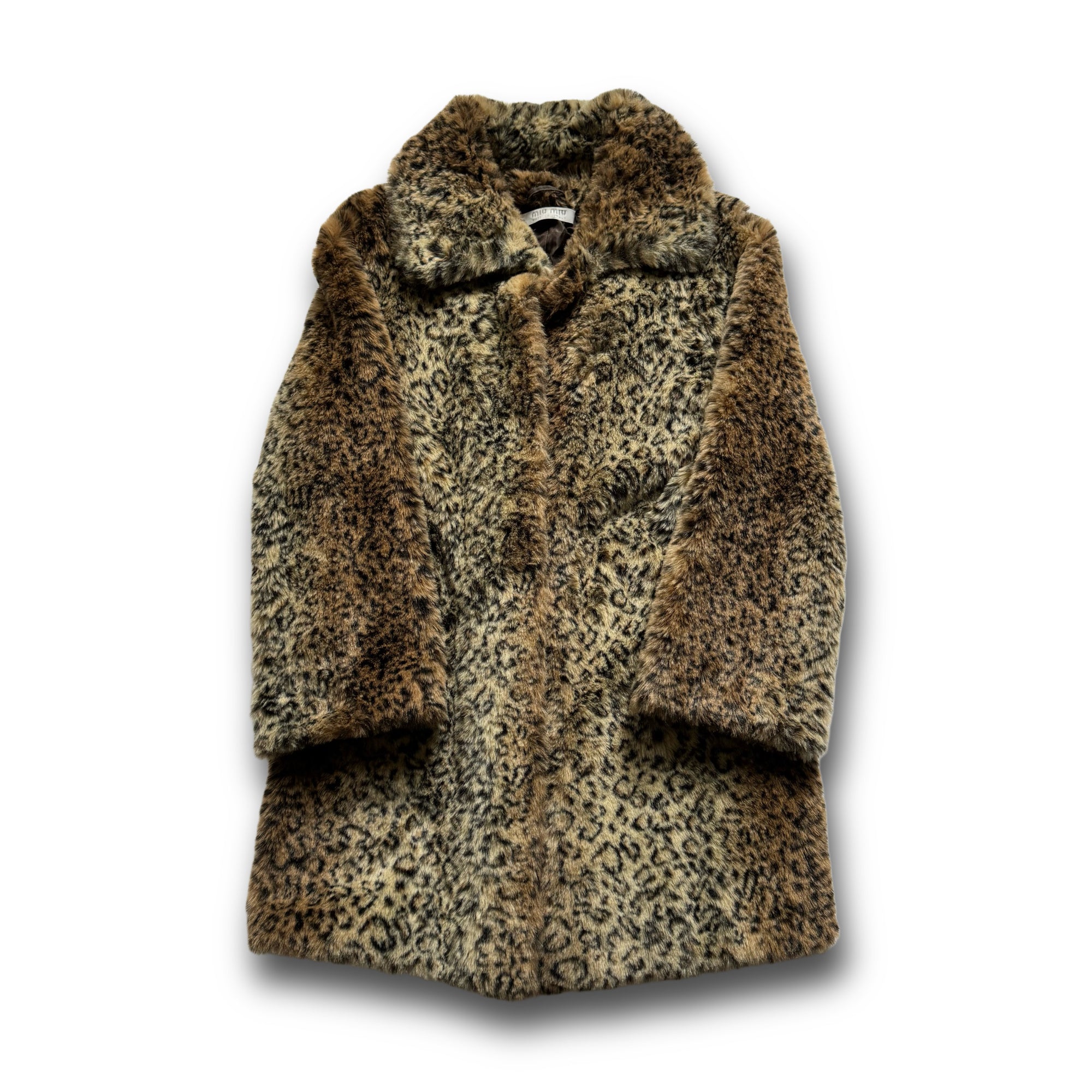 Miu Miu 2000s Leopard Print Faux Fur Coat