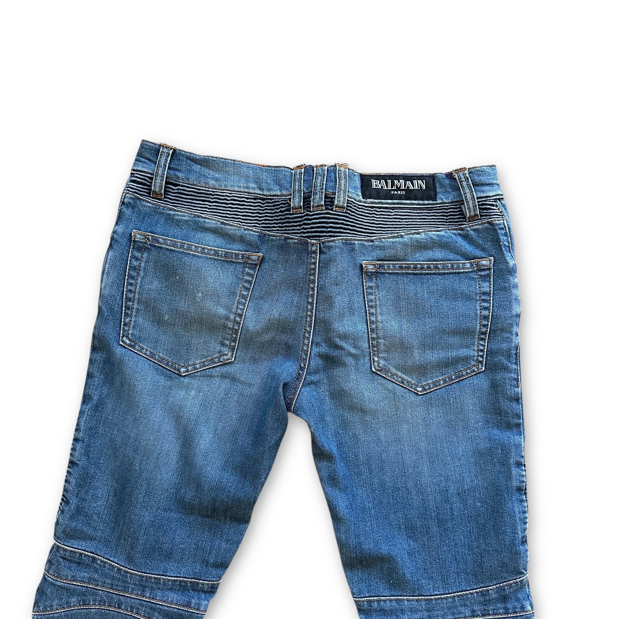 Balmain FW11 Decarnin Washed Blue Biker Denim