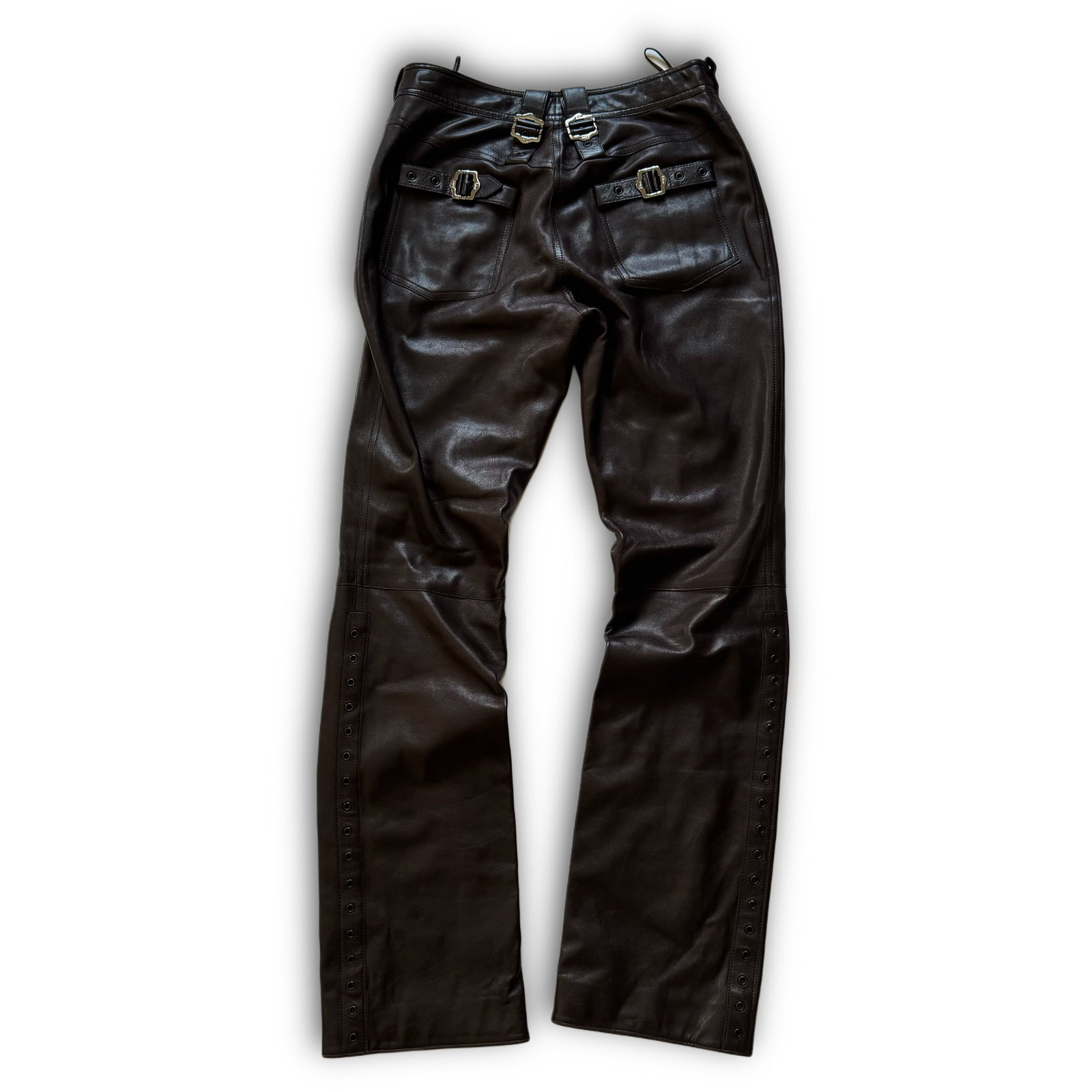 Christian Dior by John Galliano AW03 Belted Eyelet Leather Pants