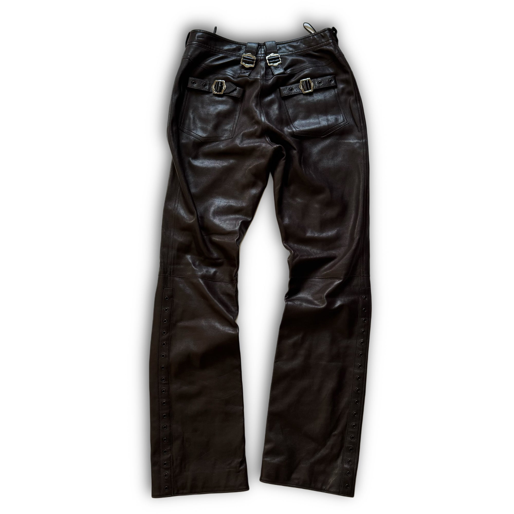Christian Dior by John Galliano AW03 Belted Eyelet Leather Pants
