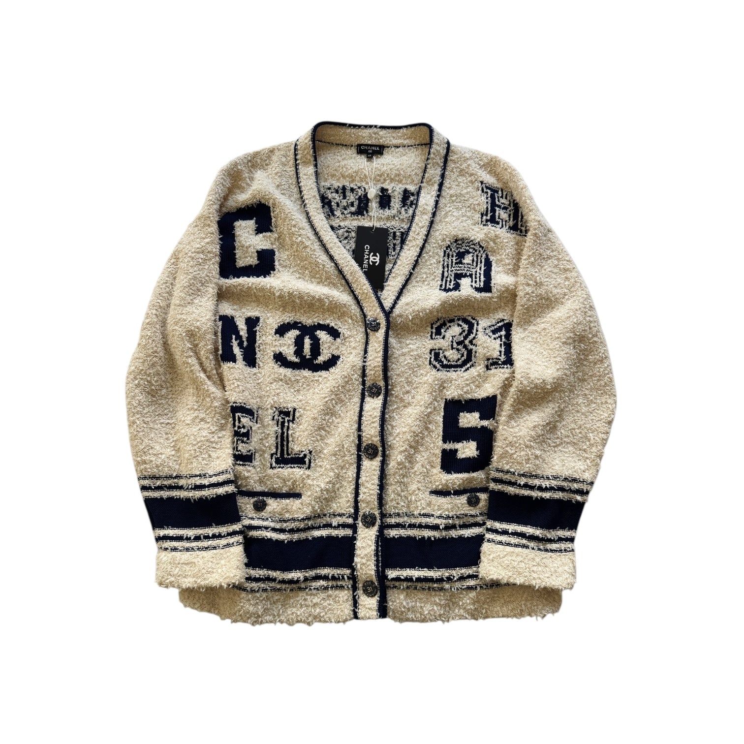 Chanel Pre SS19 Boucle Varsity Oversized Cardigan
