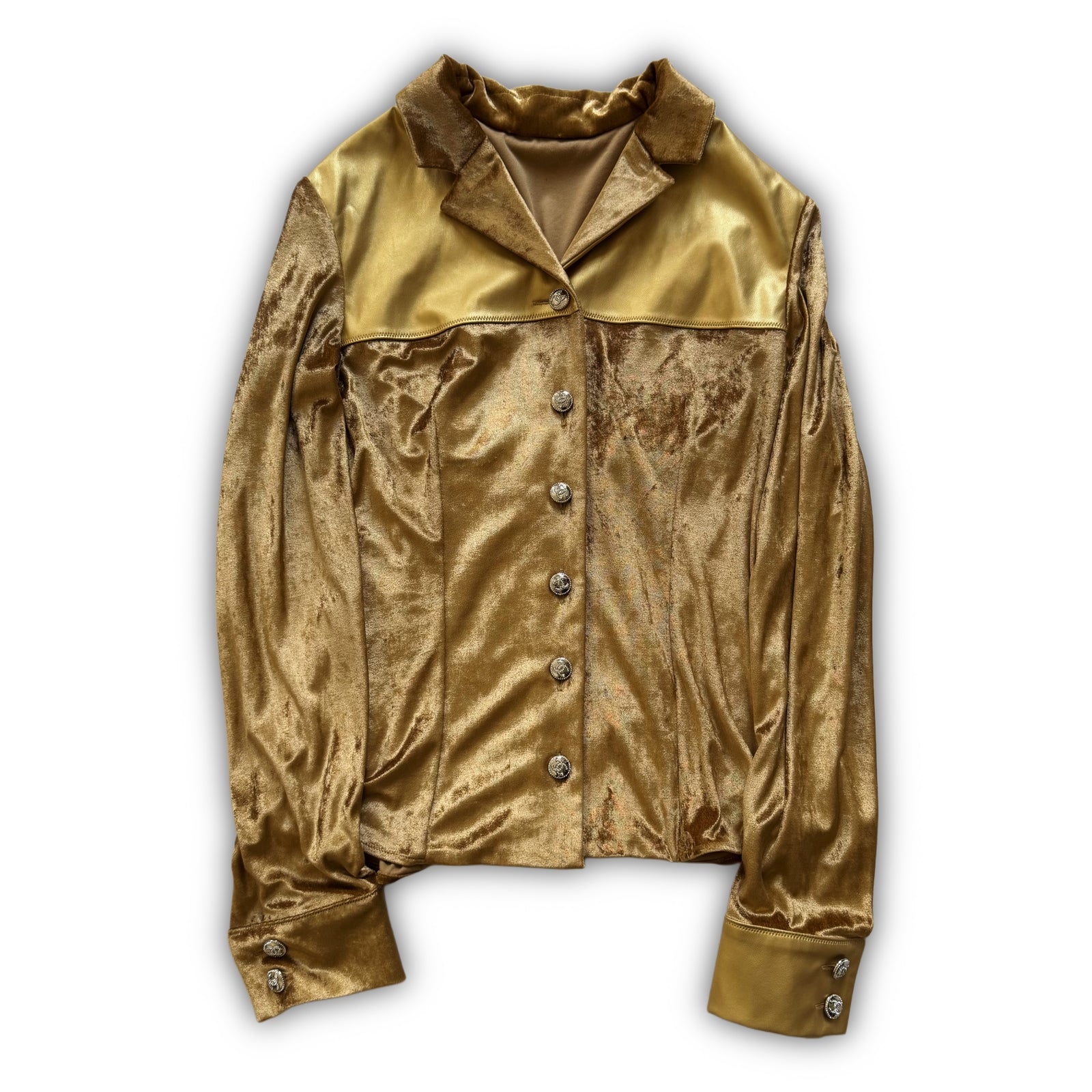 Chanel 2025 Sample Gold Velvet Western Shirt