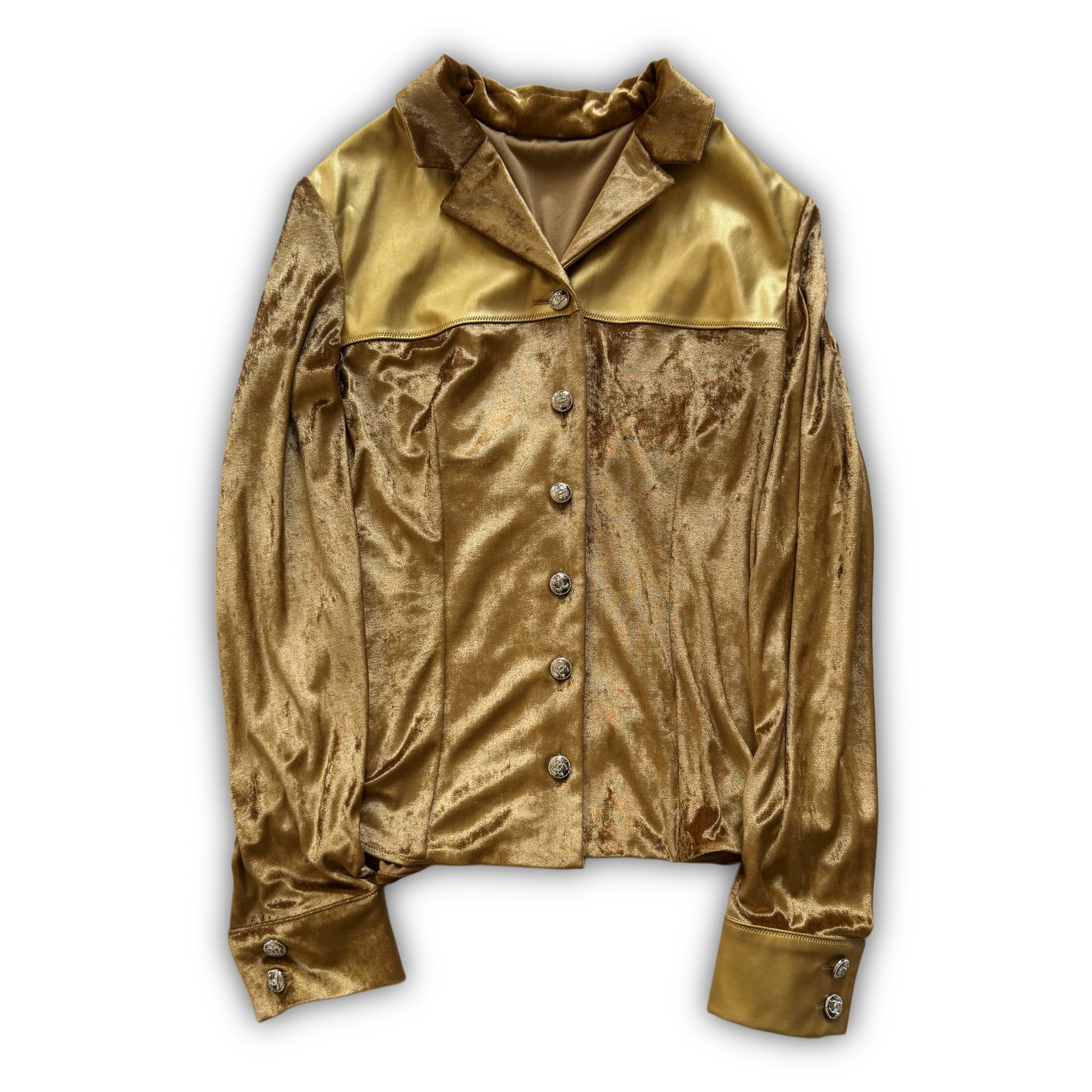 Chanel 2025 Sample Gold Velvet Western Shirt