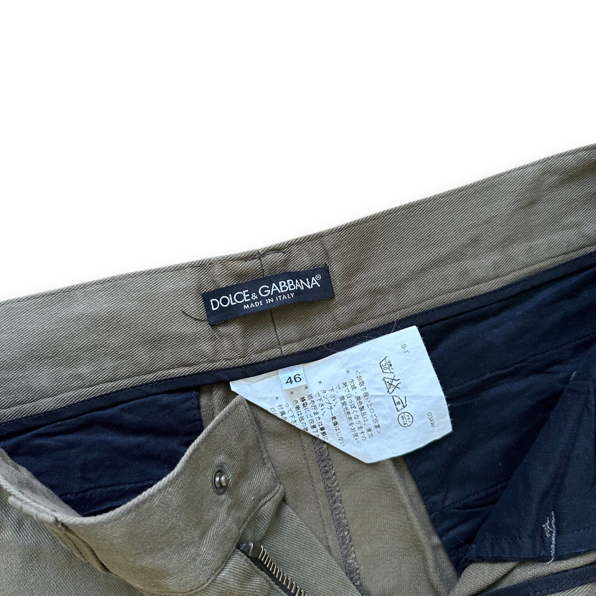 Dolce & Gabbana FW03 Khaki Multizip Cargo Pants