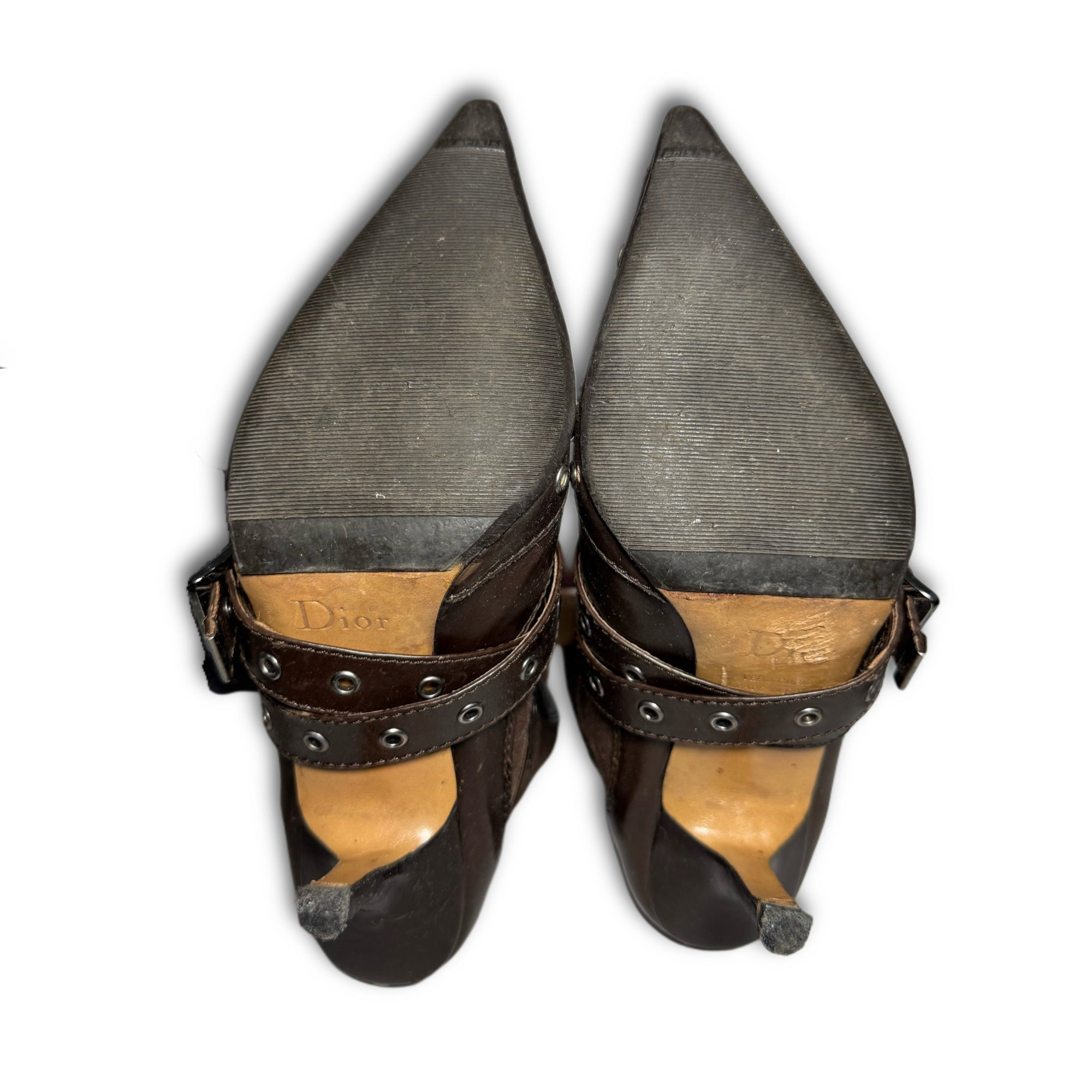 Christian Dior SS02 by John Galliano Studded Strapped Leather Heeled Boots