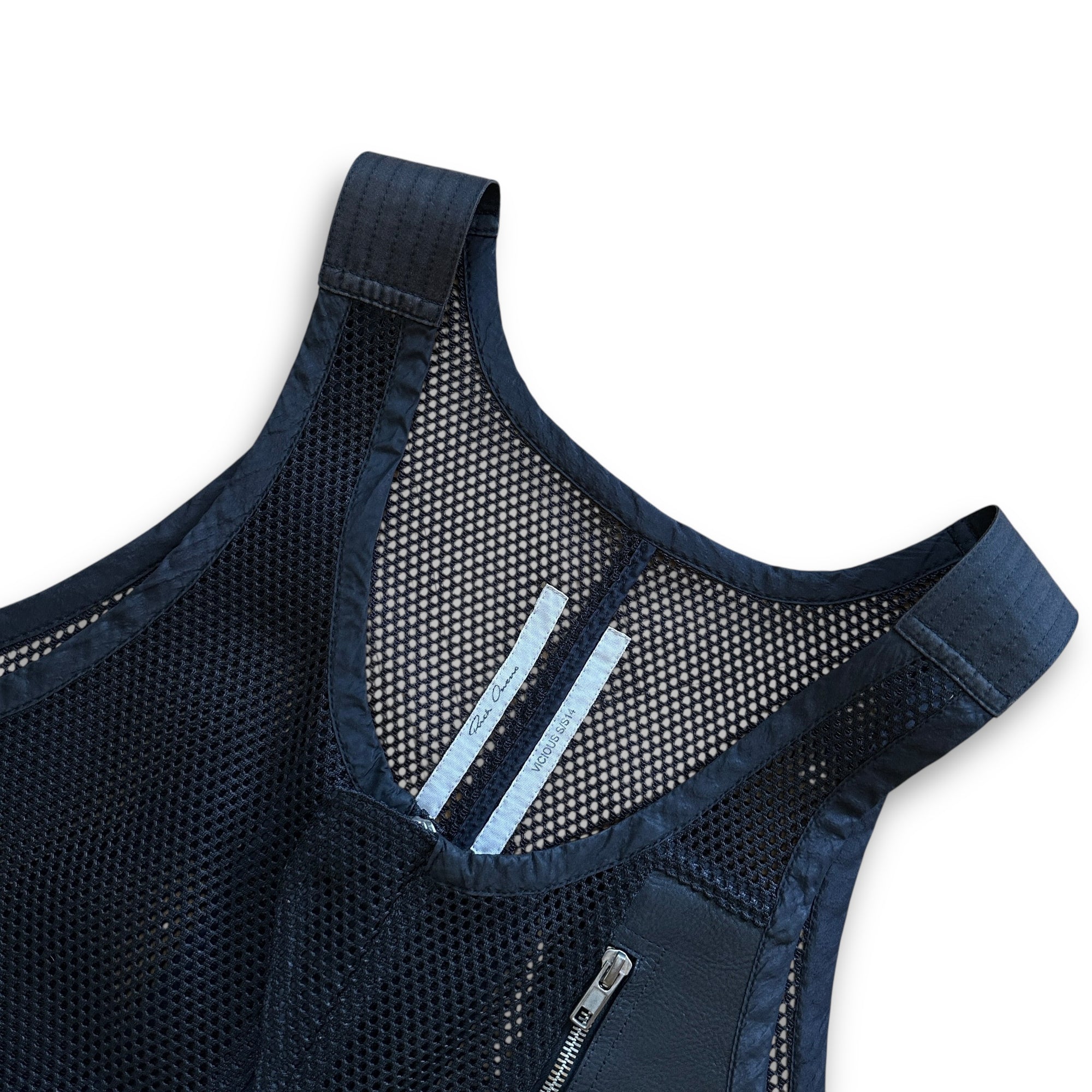 Rick Owens SS14 Vicious Tactial Utility Leather Mesh Laced Vest