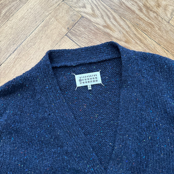 Maison Margiela FW20 Navy Multicolor Destroyed Cardigan - Ākaibu Store