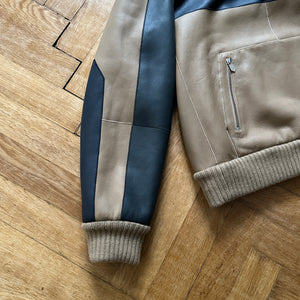 Hermès FW20 Reversible Shearling Leather Paneled Half Zip Jacket
