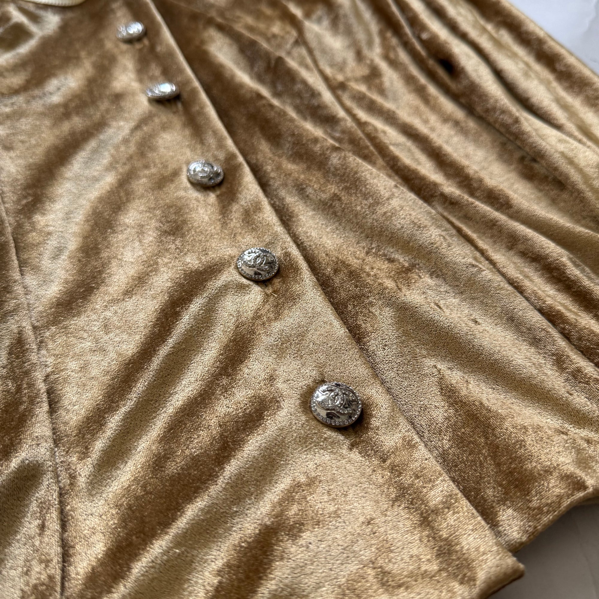 Chanel 2025 Sample Gold Velvet Western Shirt