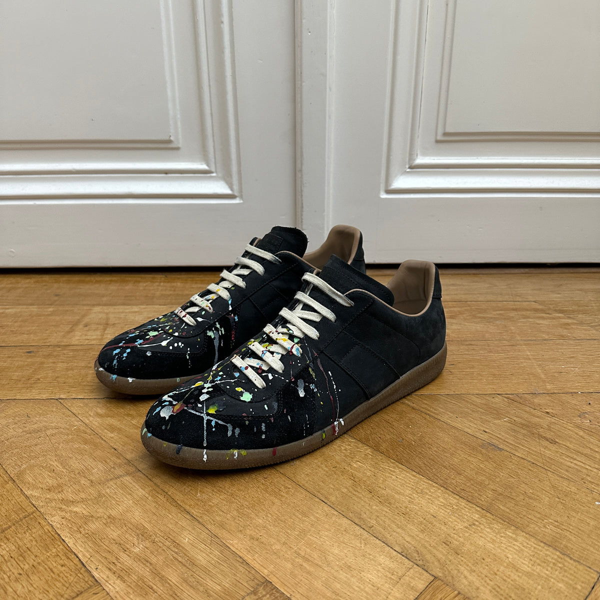Maison Martin Margiela Black Suede Paint Splatter GATs