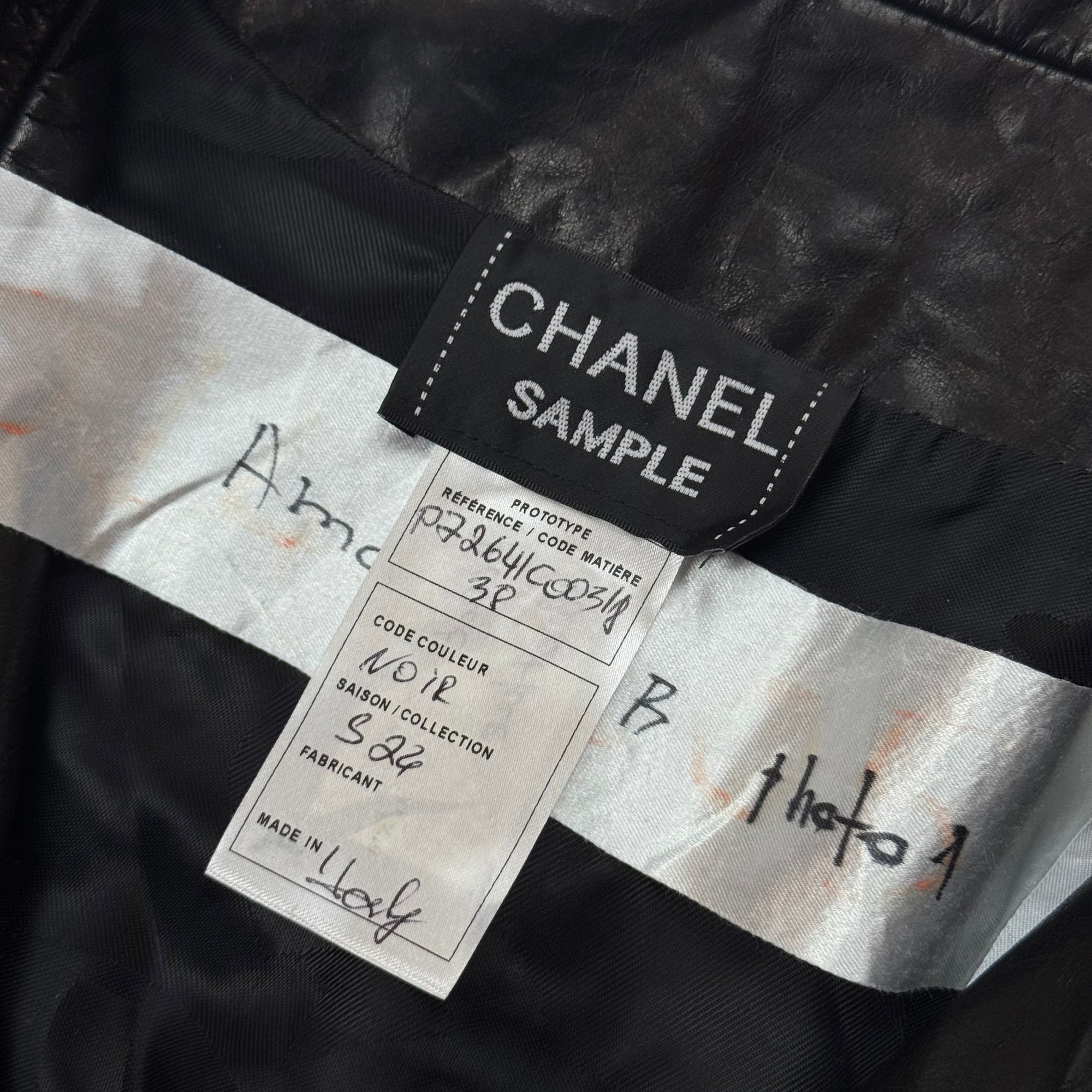 Chanel SS24 Oversized Black Leather Contrast Trimmed Racer Vest Sample