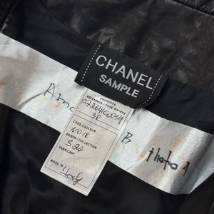 Chanel SS24 Oversized Black Leather Contrast Trimmed Racer Vest Sample