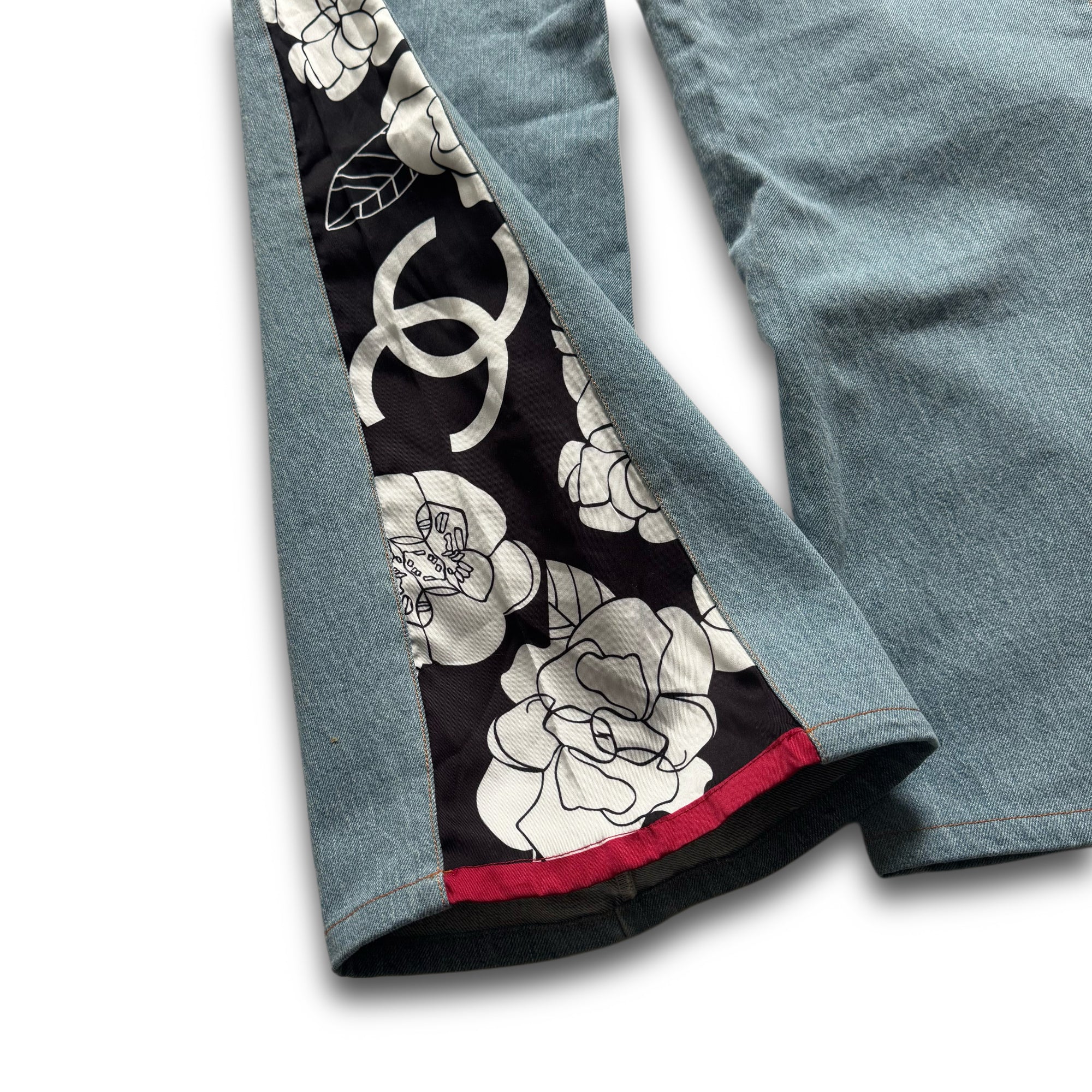 Chanel 2024 Flared Floral Cut Out Denim Sample