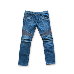 Balmain FW11 Decarnin Washed Blue Biker Denim