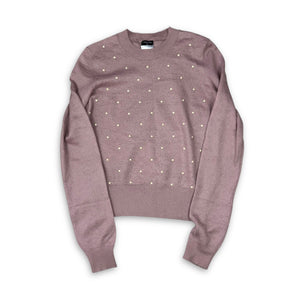Chanel FW14 by Karl Lagerfeld Pink Cashmere/Mohair Pearl Embellished Knit Sweater