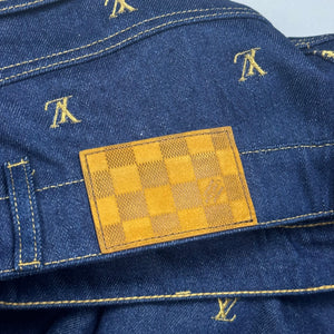 Louis Vuitton SS24 Logo Embroidered Denim Shorts