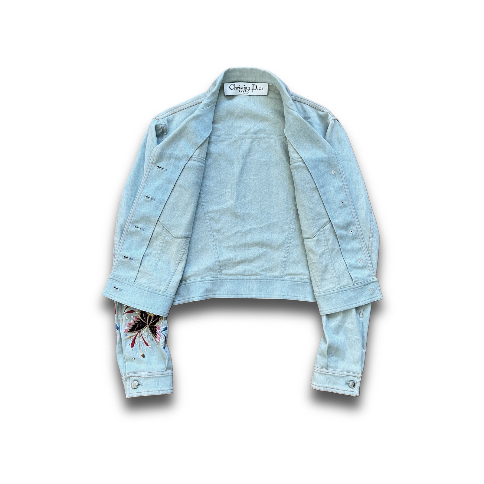 Christian Dior FW02 by John Galliano Butterfly Embroidered Denim Jacket