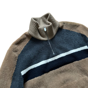 Hermès FW20 Reversible Shearling Leather Paneled Half Zip Jacket