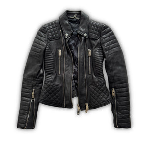 Burberry Prorsum by Christopher Bailey Padded Motorcycle Black Leather Jacket