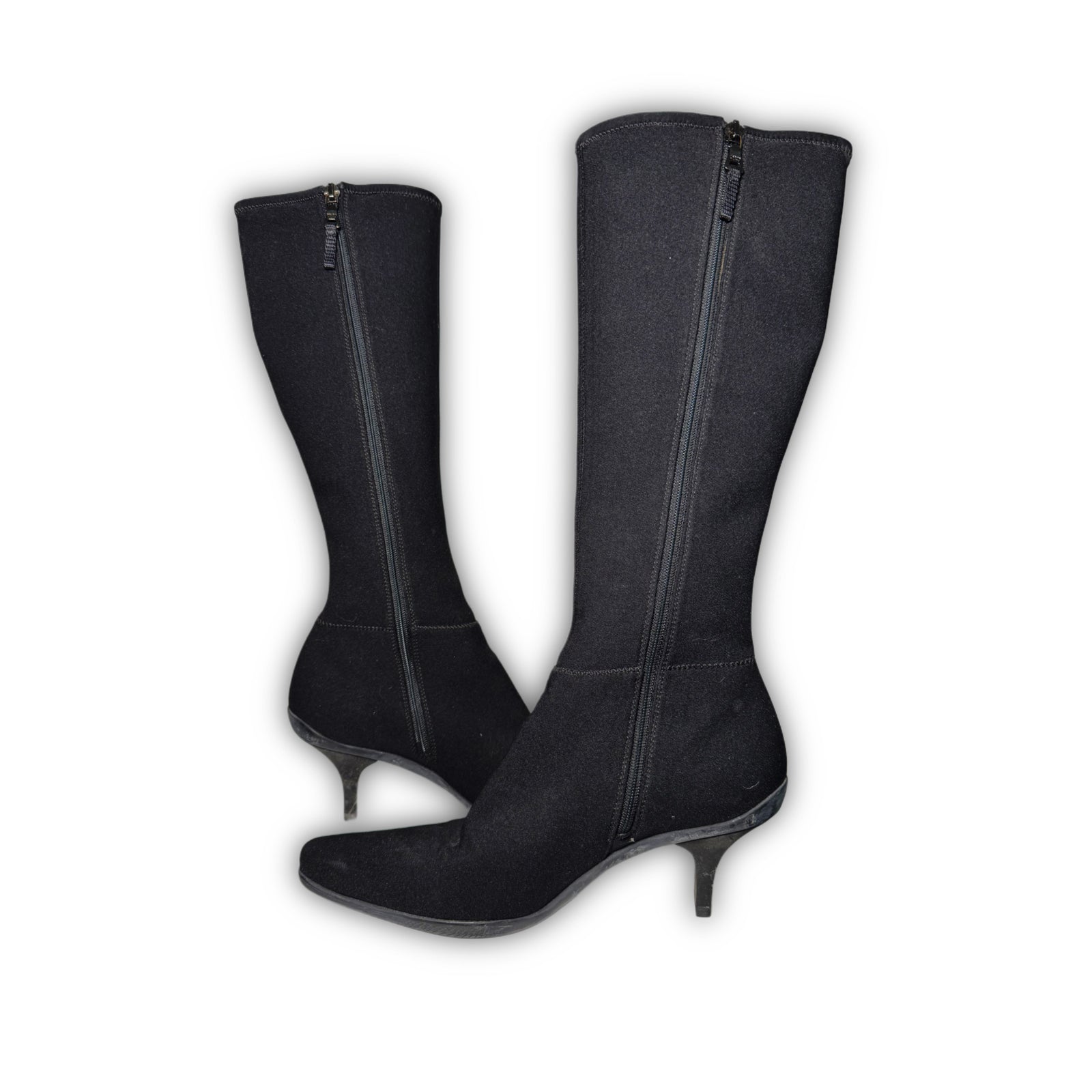 Prada FW99 Grey Wool Heeled Boots