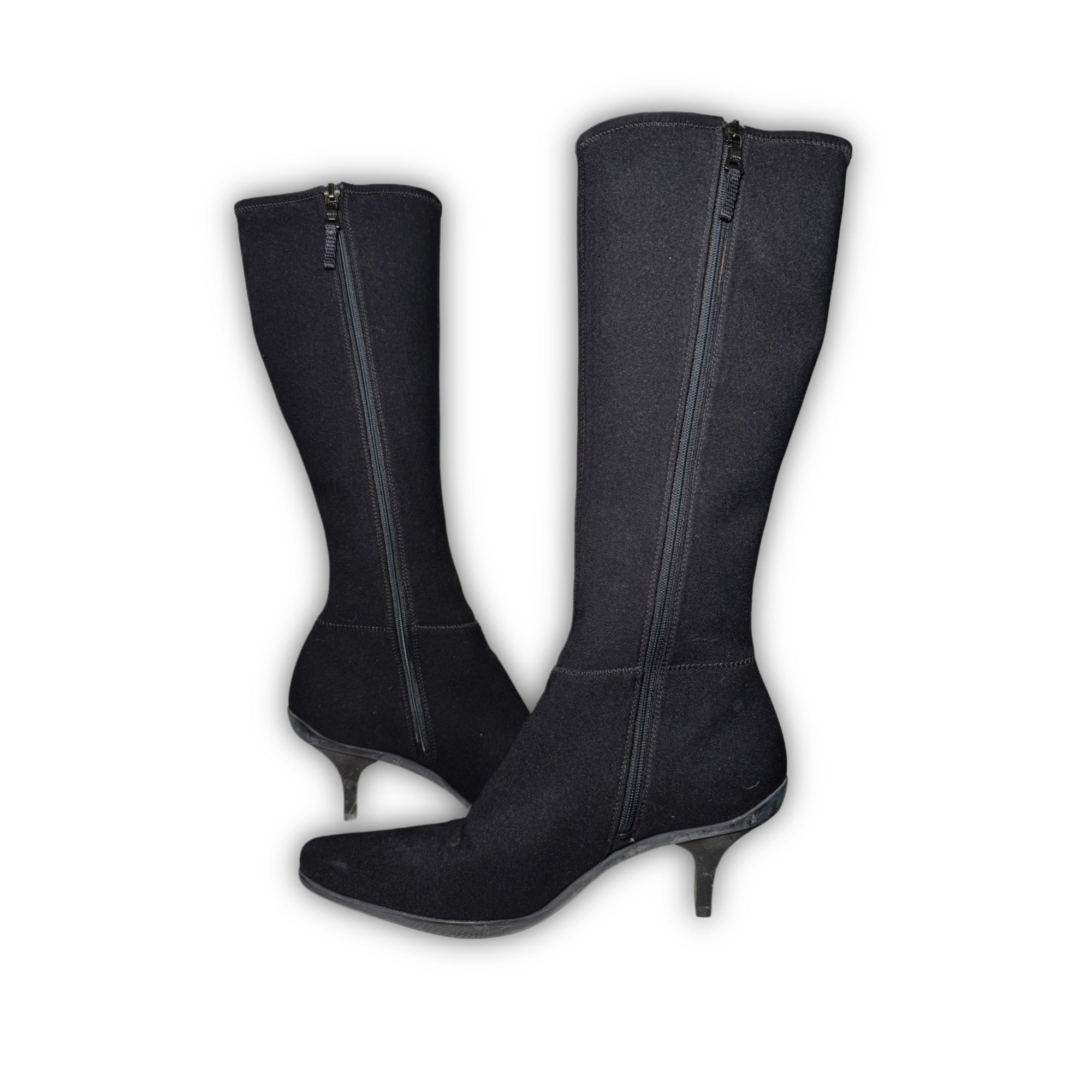 Prada FW99 Grey Wool Heeled Boots