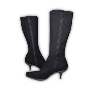 Prada FW99 Grey Wool Heeled Boots