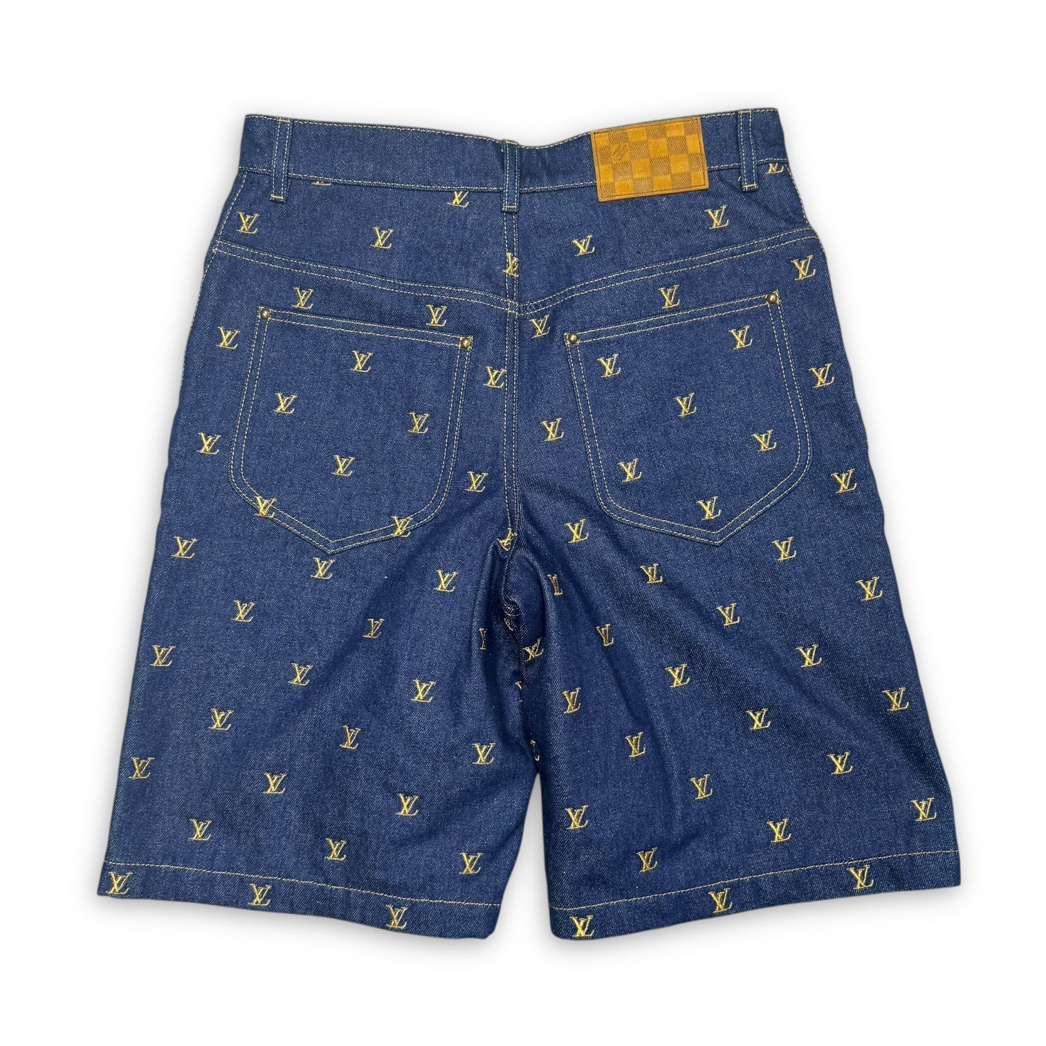 Louis Vuitton SS24 Logo Embroidered Denim Shorts