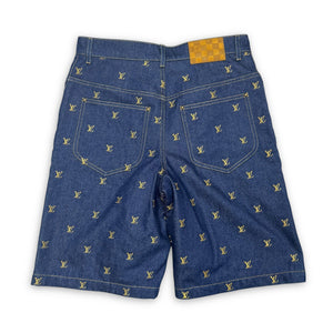 Louis Vuitton SS24 Logo Embroidered Denim Shorts