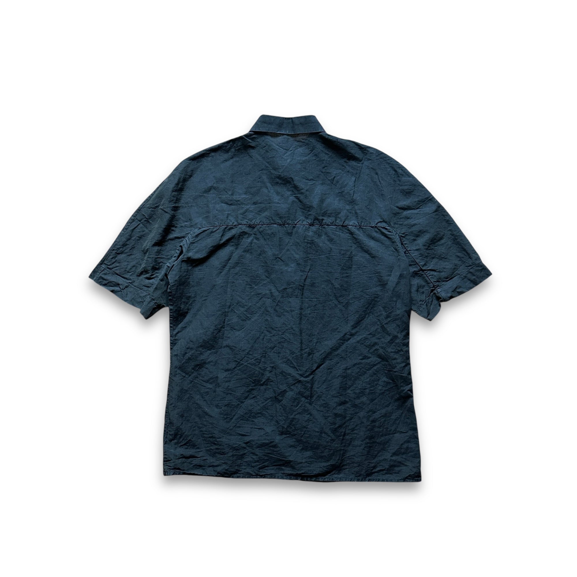Berluti Anthracite Linen Short Sleeve Shirt