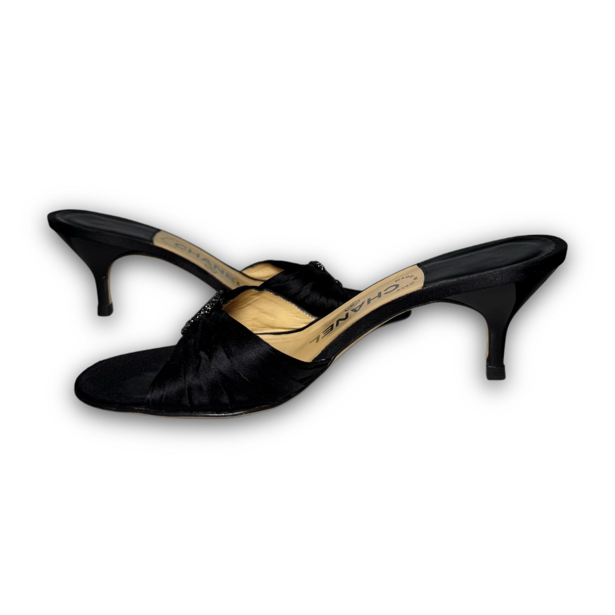 Chanel 2000s by Karl Lagerfeld Crystal Logo Heels