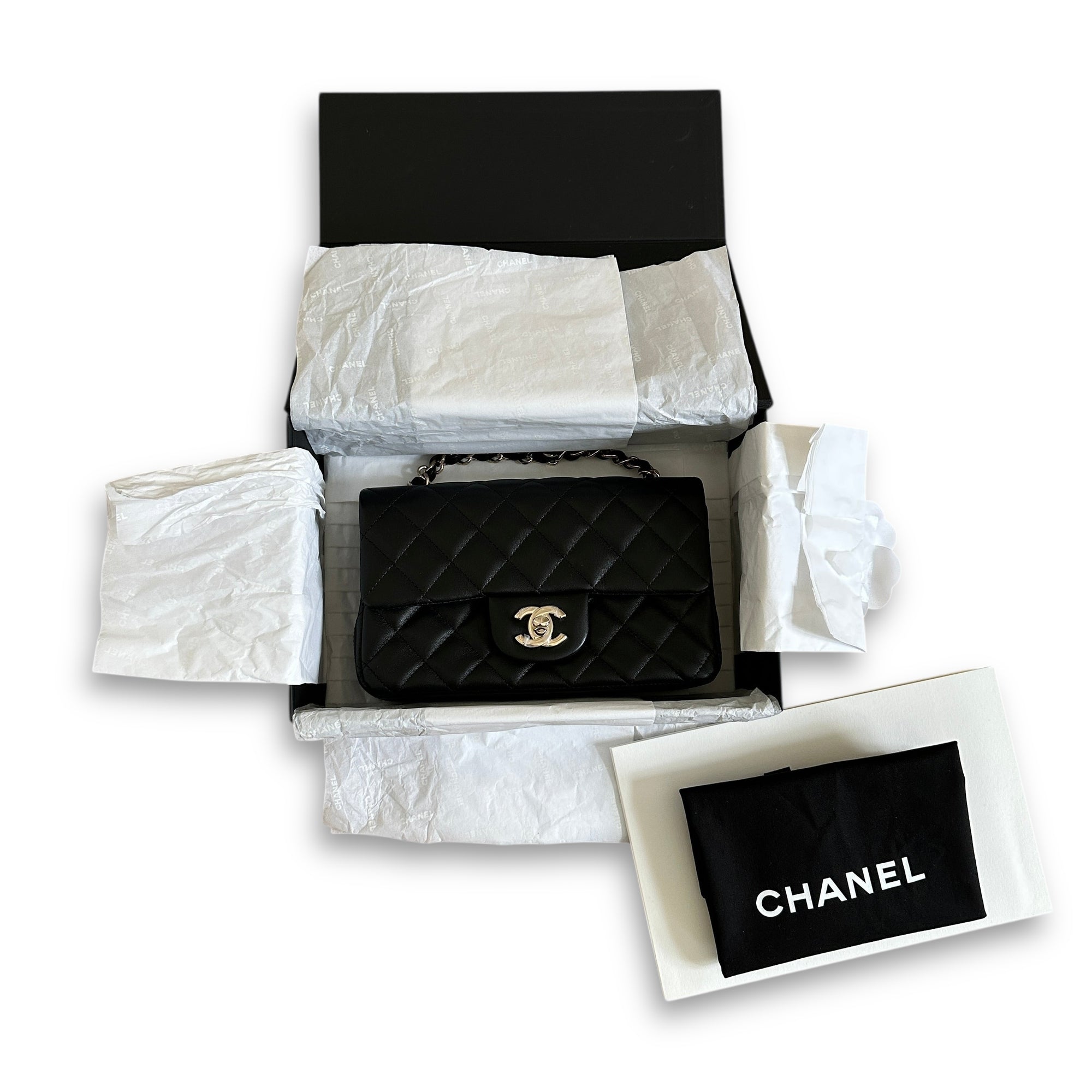 Chanel Classic Black New Mini Flap Bag Quilted Lambskin