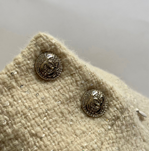 Chanel 2024 Fur Trim Sequined Boucle Mini Skirt