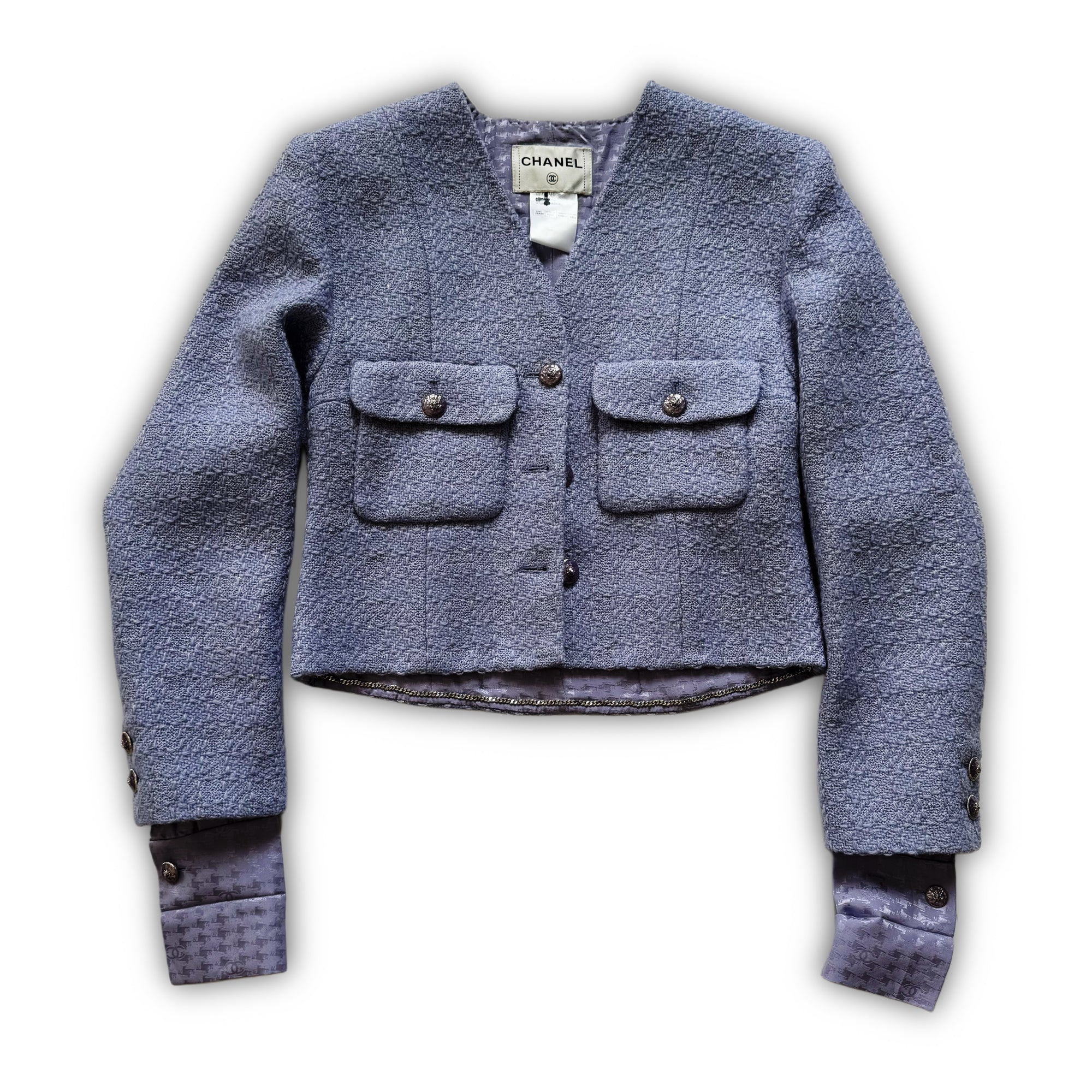 Chanel 2025 Sample Elongated Sleeve Cropped Boucle Jacket