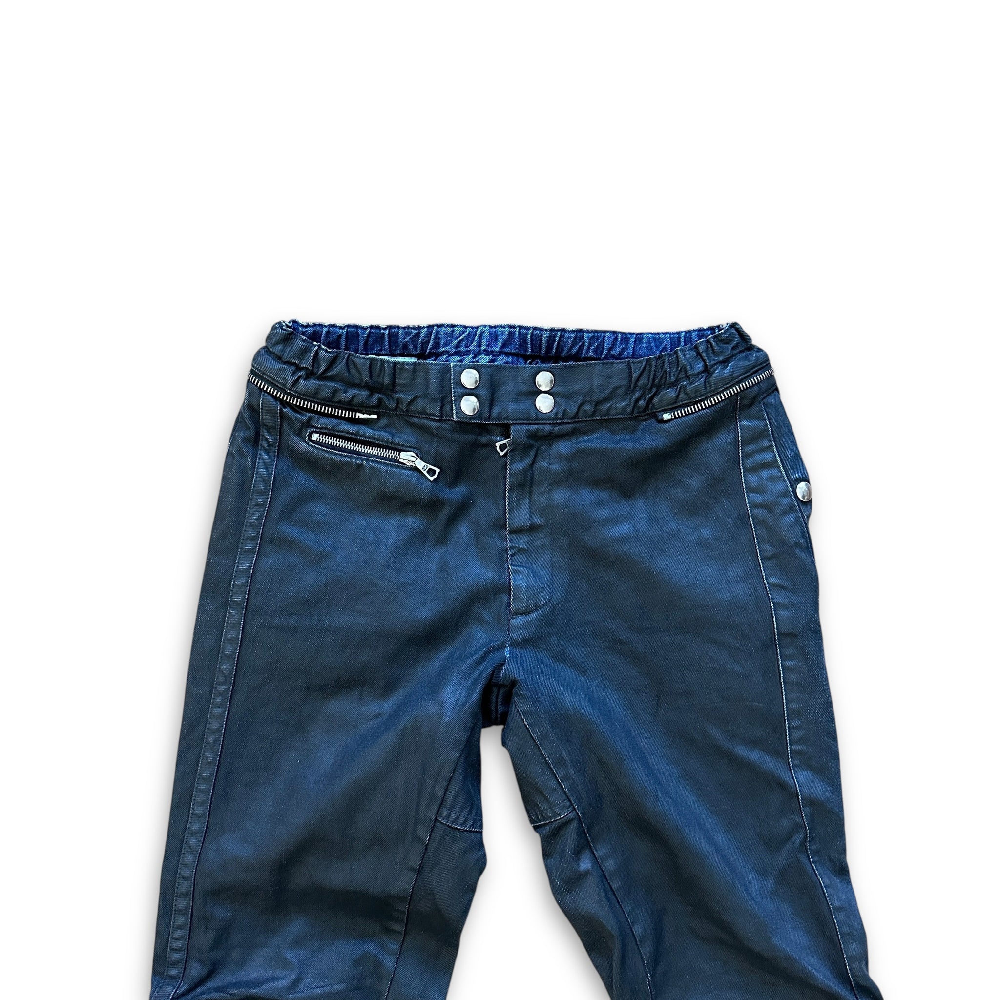 Dries Van Noten FW14 Black Waxed Moto Biker Pants - Ākaibu Store