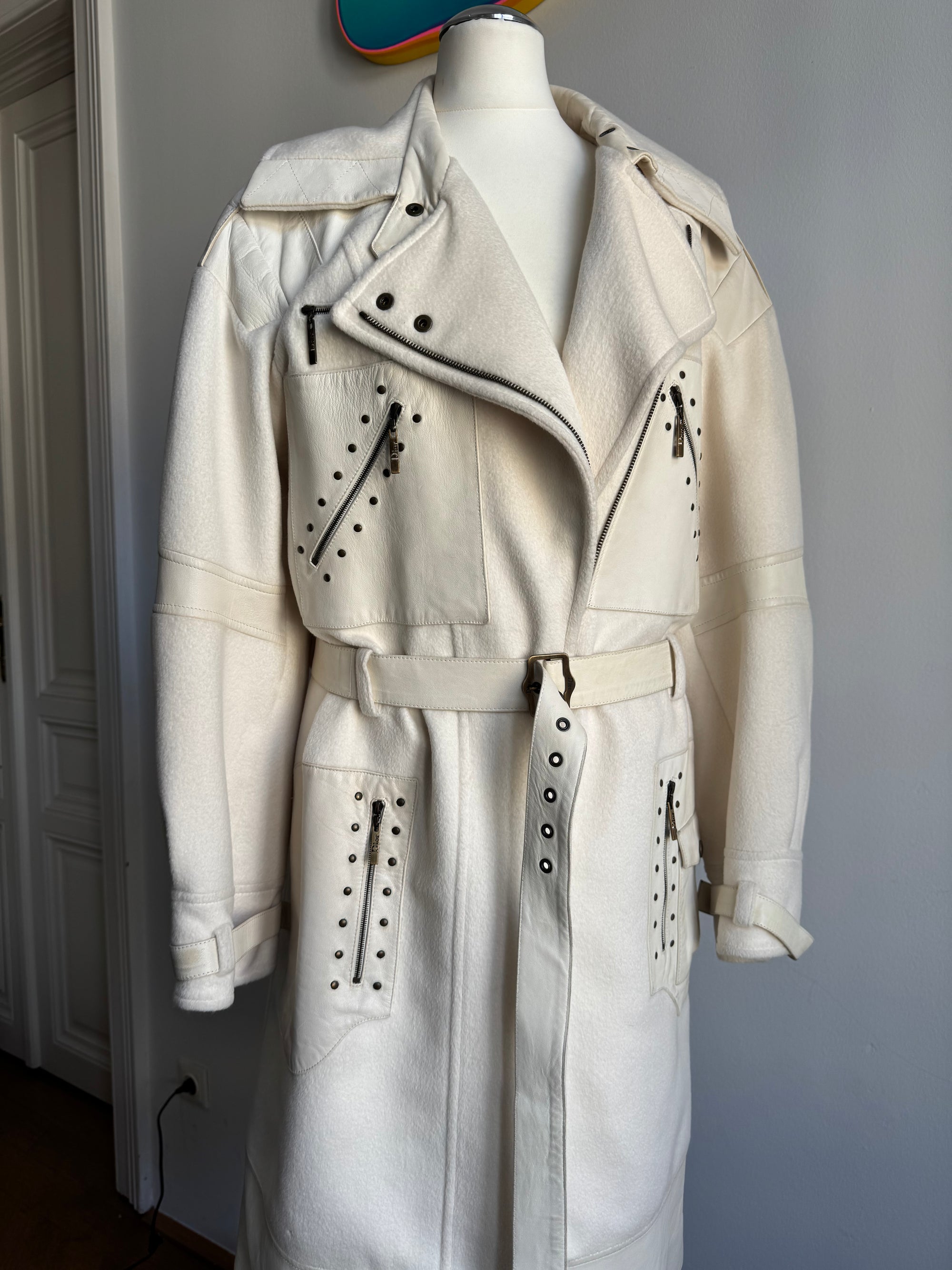 Christian Dior by John Galliano AW04 Leather Paneled Studded Coat