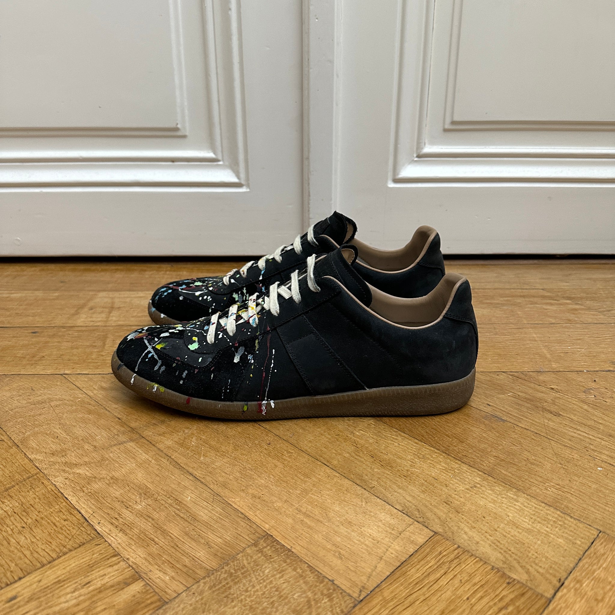 Maison Martin Margiela Black Suede Paint Splatter GATs - Ākaibu Store