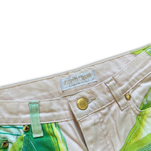 Roberto Cavalli 2000s Liquid Floral Printed Denim