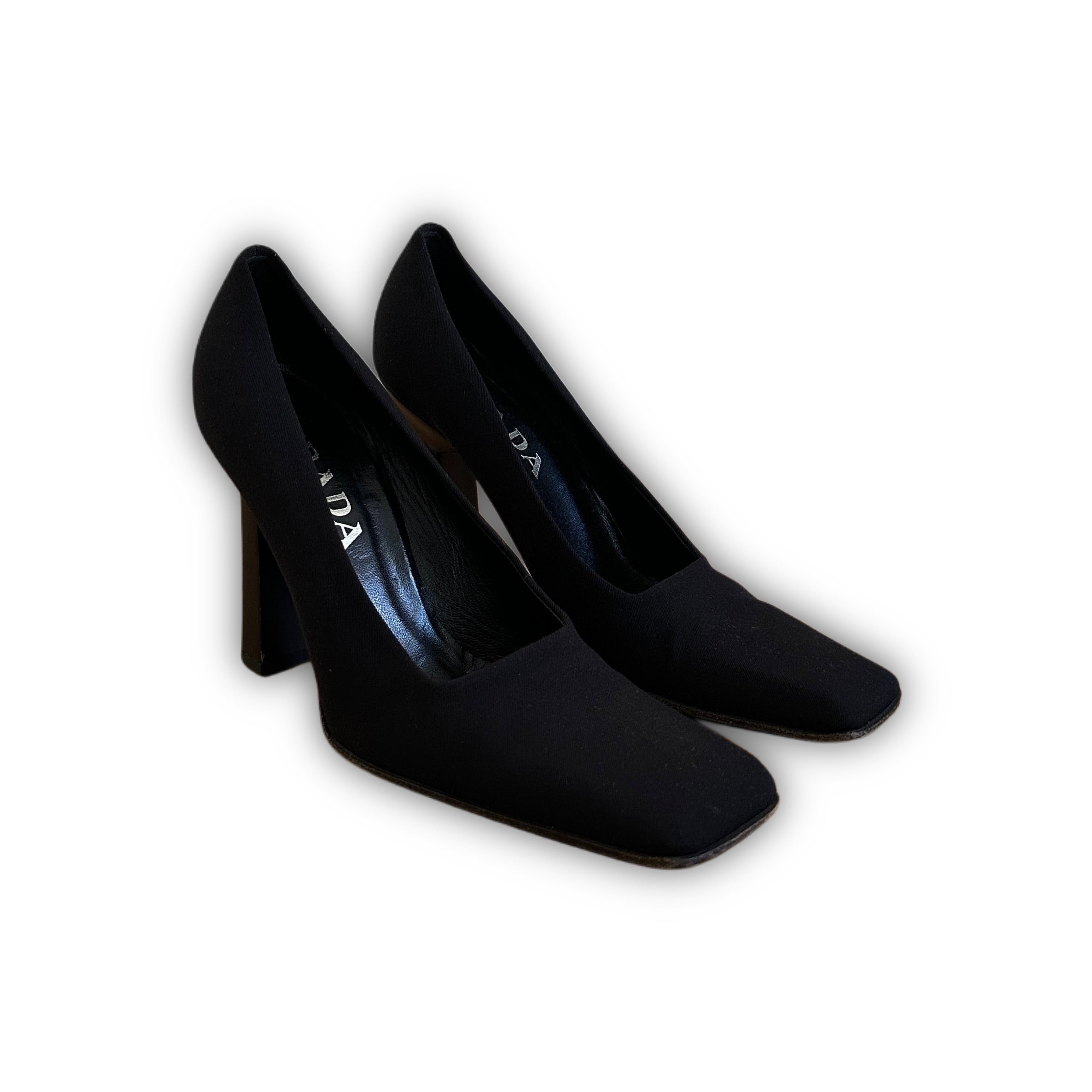 Square Toe Prada Block Heels Prada FW99 Square Toe Heels Ākaibu Store