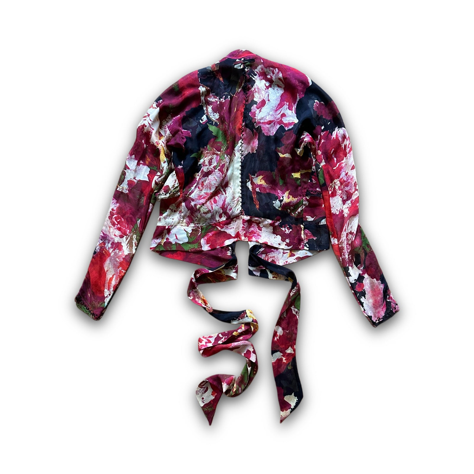 Jean Paul Gaultier 90s Floral Belted Silk Crop Top