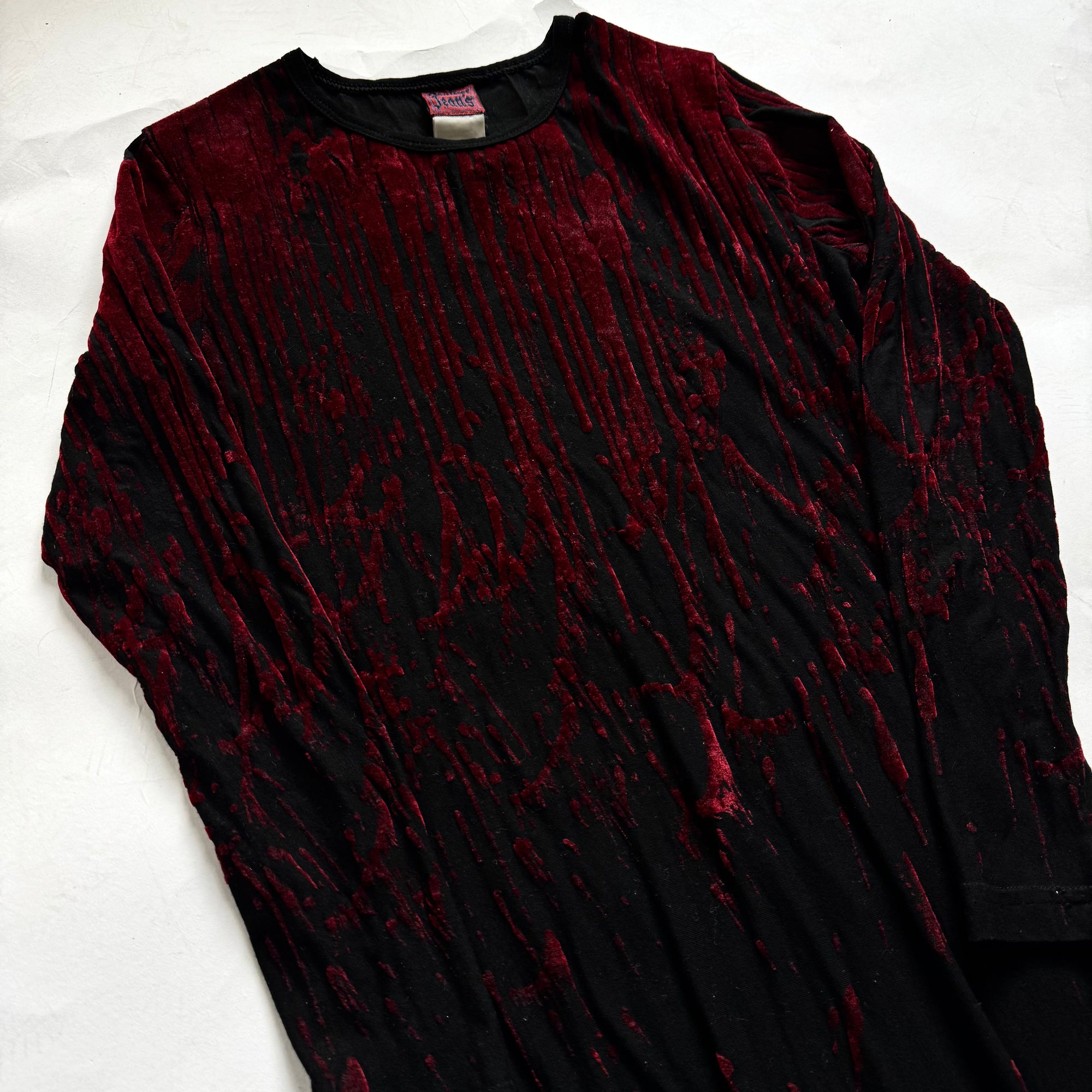 Jean Paul Gaultier Jeans AW98 Blood Drip Black Velvet Nylon Dress