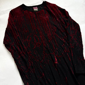 Jean Paul Gaultier Jeans AW98 Blood Drip Black Velvet Nylon Dress