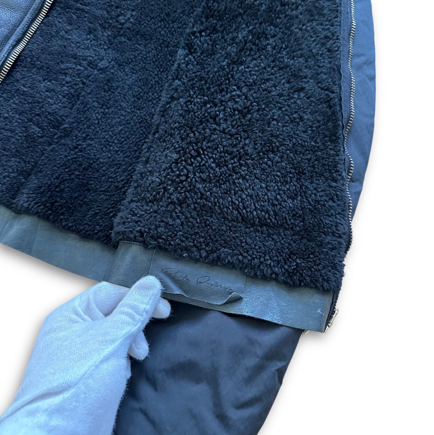 Rick Owens FW11 Shearling Jacket With Nylon Sleeves