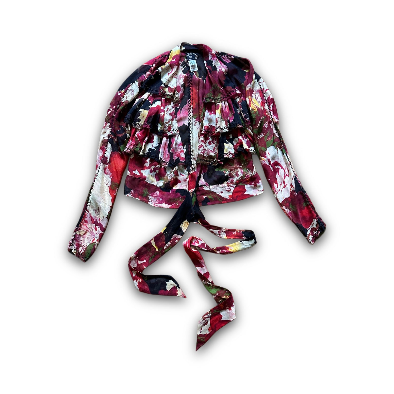 Jean Paul Gaultier 90s Floral Belted Silk Crop Top