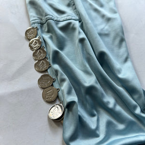 Christian Dior SS04 Baby Blue Nylon Buttoned Capri Pants