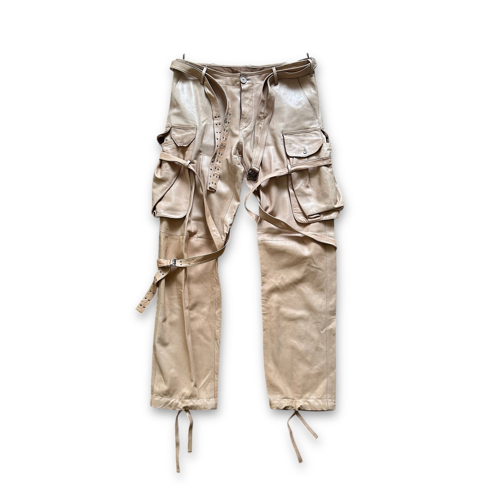 Jean Paul Gaultier Homme 90s Leather Strap Bondage Cargo Pants