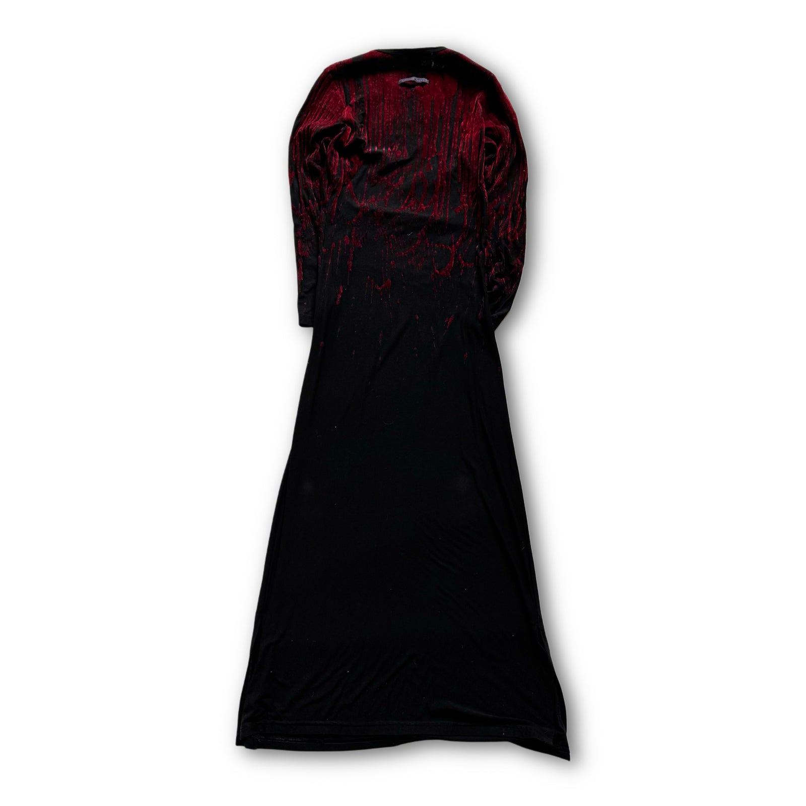 Jean Paul Gaultier Jeans AW98 Blood Drip Black Velvet Nylon Dress
