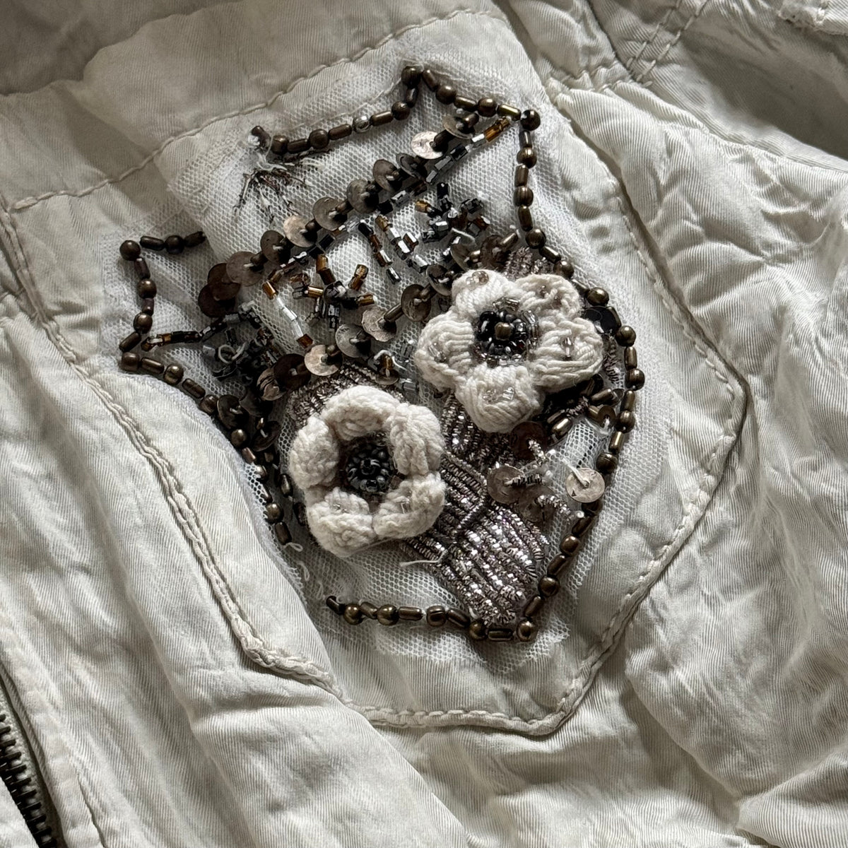 Alexander McQueen 90s Embellished Crest Fur Hood Bomber